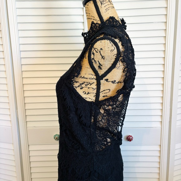 Free People Daydream Lace Slip Dress Black Open Back Womens Large - Picture 4 of 8